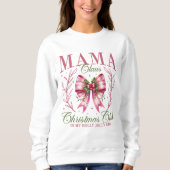 Mama Claus Christmas Club Pink Coquette Bow Trui (Voorkant)
