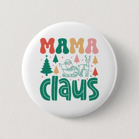 Mama Claus Christmas Design-60097 Ronde Button 5,7 Cm (Voorkant)