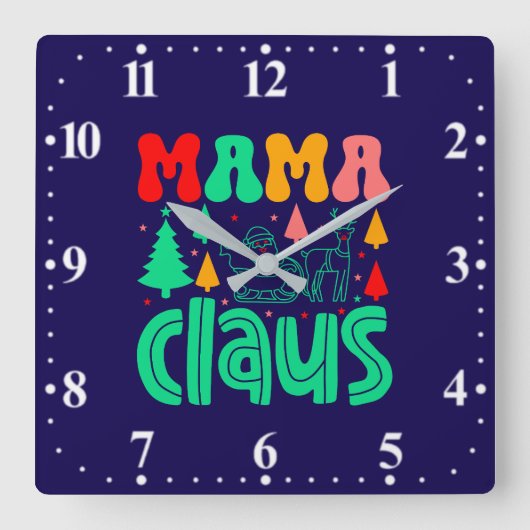 Mama Claus Christmas Design-60097 Vierkante Klok (Voorkant)