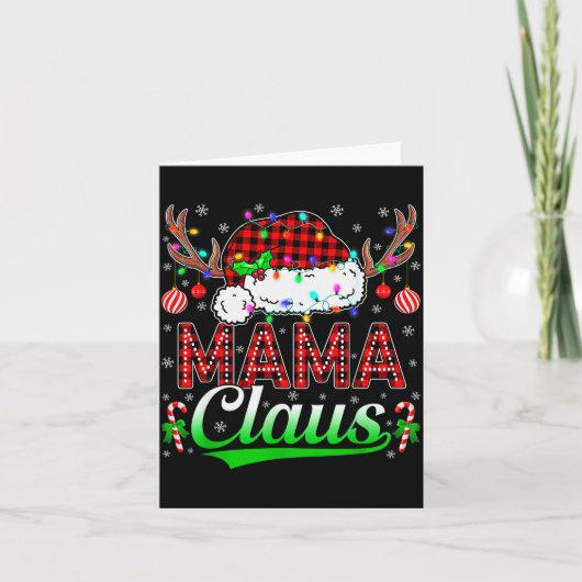 Mama Claus Christmas Lights Matching Family Xmas P Kaart (Voorkant)