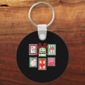 Mama Claus Christmas Mom Stamp Bow Pajama Matching Sleutelhanger (Voorkant)