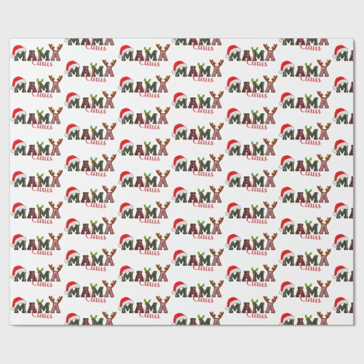 Mama Claus Decoratief Ontwerp Kerstmis Cadeaupapier (Vlak)