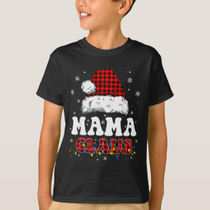 Mama Claus Grappige Kerstverlichting Pyjama Famili T-shirt