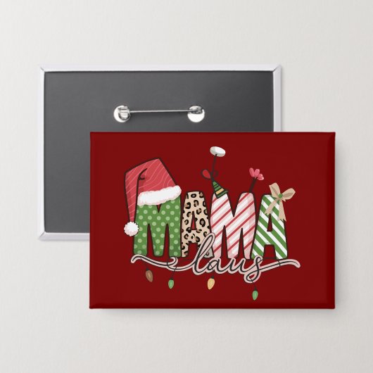 Mama Claus Kerst Grappig Kerstmama Button (Voorkant / Achterkant)