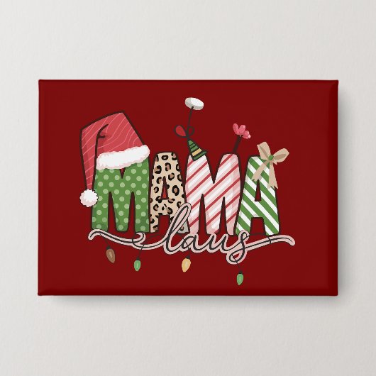 Mama Claus Kerst Grappig Kerstmis Mama Button (Voorkant)