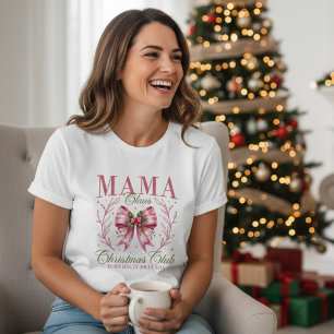 Mama Claus Kerstclub Roze Coquette Strik Tri-Blend Shirt