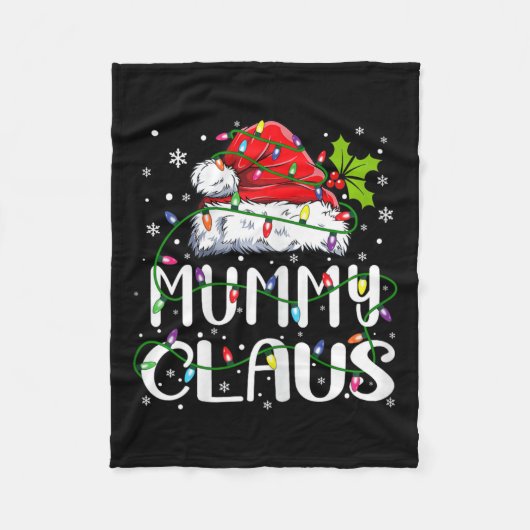 Mama Claus Kerstman Hoed Matching Familie Xm Fleece Deken (Voorkant)
