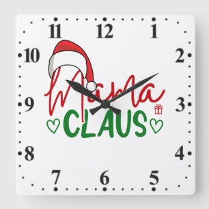Mama Claus Kerstontwerp Vierkante Klok
