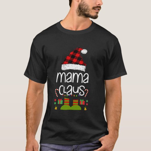 Mama Claus Matching Familiegroep Grappige Kerst M T-shirt (Voorkant)