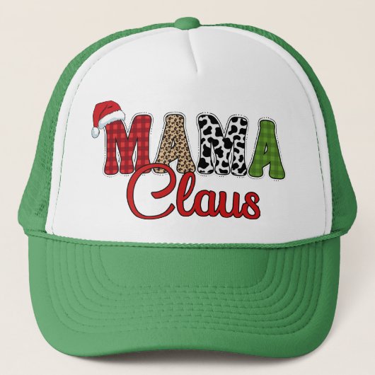 Mama Claus Plaid Pattern-60096 Trucker Pet (Voorkant)