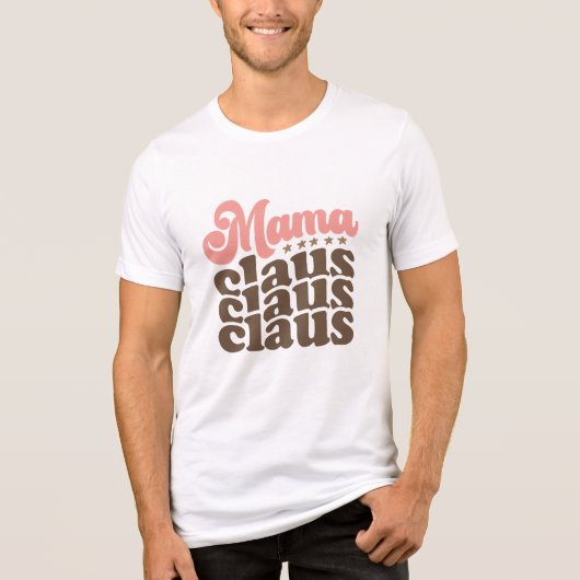 Mama Claus Retro Groovy Kerst Feestdagen Tri-Blend Shirt (Voorkant)