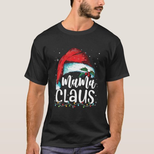 Mama Claus Santa Family Matching met kerstpyjama's T-shirt (Voorkant)
