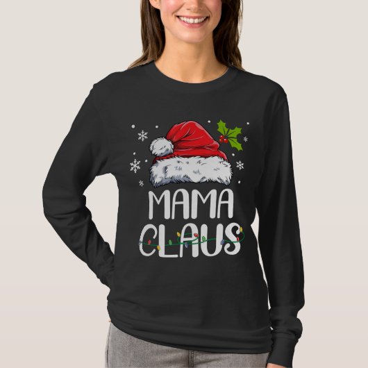 Mama Claus Santa Funny KerstPajama Matching F T-shirt (Voorkant)