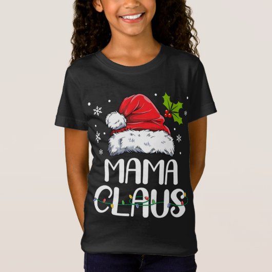 Mama Claus Santa Funny KerstPajama Matching F T-shirt (Voorkant)
