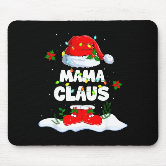 Mama Claus Santa Matching Family Christmas Lights Muismat (Voorkant)