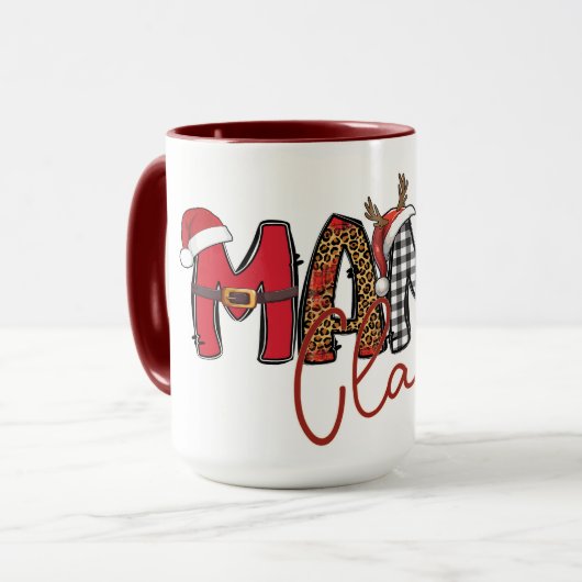 Mama Claus Typografie Kerst Mok (Voorkant links)