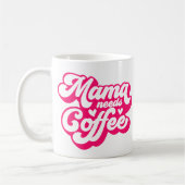 Mama Coffee Time Heet Roze Groovy Typografie Koffiemok (Links)