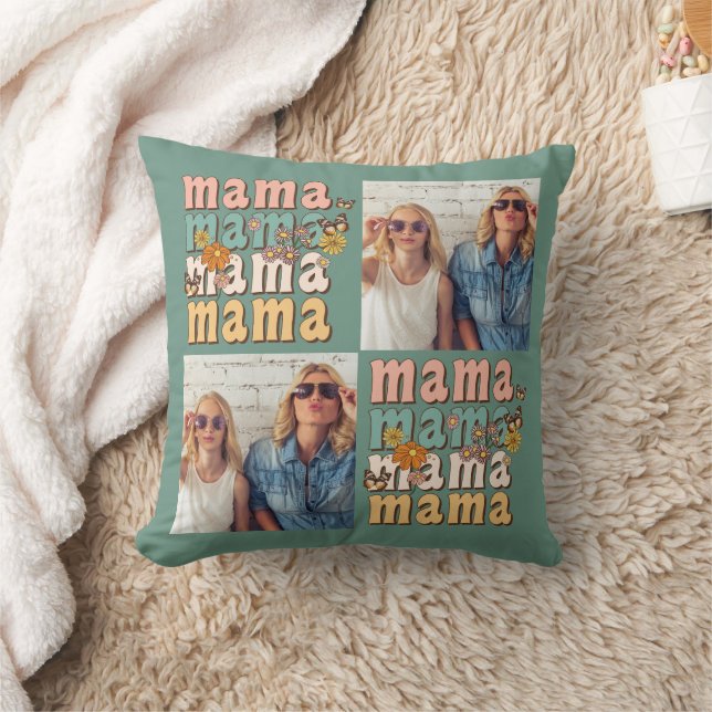Mama Colorful Retro Custom Photos Mother's Day  Kussen (Deken)