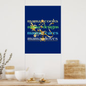 Mama Cooks Mama Design Mama Cares Mama houdt van Poster (Keuken)