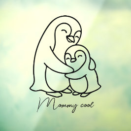 Mama cool - Pinguïn moeder en baby Raamsticker