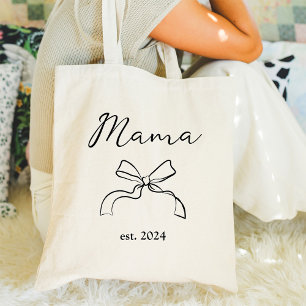 mama   Coquette Black Bow en Script Canvas tas