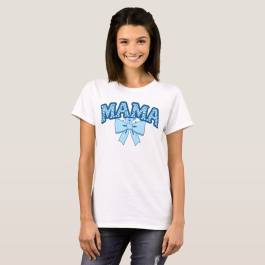 MAMA Coquette Blauwe Bloemen T-shirt (Voorkant volledig)