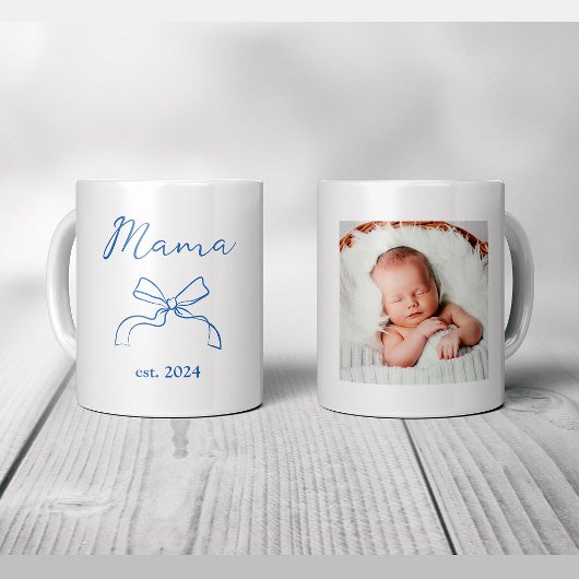 mama | Coquette Blauwe Boog en Baby's Foto Koffiemok