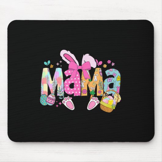 Mama Coquette Bow Bunny Pasen Funny Mom Mama Hap Muismat (Voorkant)