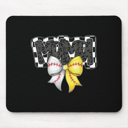 Mama Coquette Bow Game Day Baseball Softbal Cheer Muismat (Voorkant)
