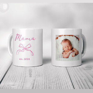 mama   Coquette Pink Bow en Baby's Foto Koffiemok