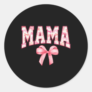 Mama Coquette Roze Bogen Moederdag Gift Mom Roze Ronde Sticker