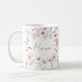 Mama Custom Quote Brown White Floral Line Art  Koffiemok (Links)