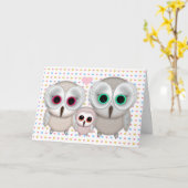 Mama Daddy Baby Owl Card for Baby Shower Kaart (Gele Bloem)