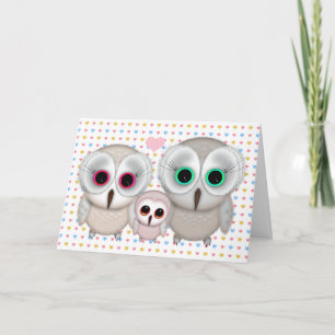 Mama Daddy Baby Uil Kaart voor Baby Shower