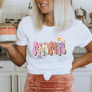 Mama, Daisy, Flowers, Cute Retro  Boho T-shirt