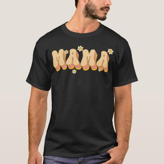Mama Daisy Flowers Retro Groovy Style Gardeners Mo T-shirt (Voorkant)