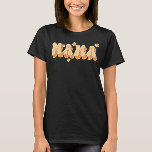 Mama Daisy Flowers Retro Groovy Style Gardeners Mo T-shirt (Voorkant)