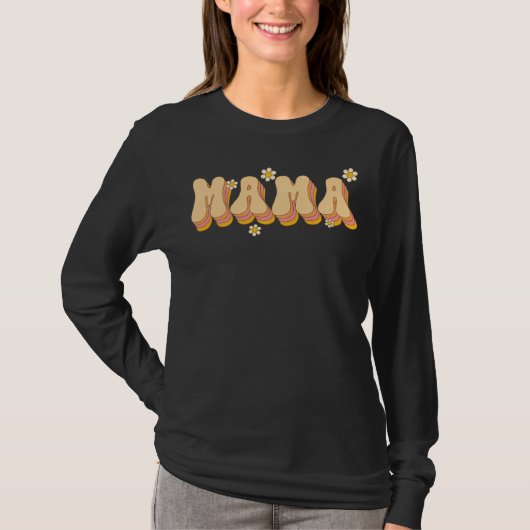 Mama Daisy Flowers Retro Groovy Style Gardeners Mo T-shirt (Voorkant)