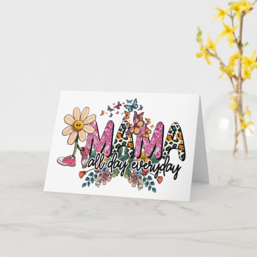 Mama de hele dag Moederdag Kaart (Gele Bloem)