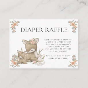 Mama Deer n Fawn Floral Woodland Baby Girl Shower Informatiekaartje