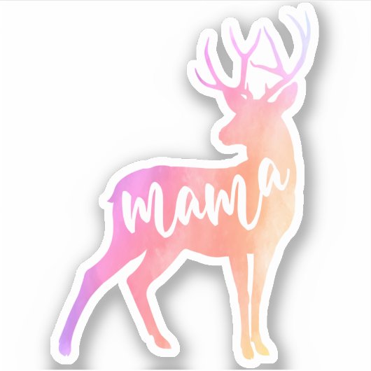 Mama Deer Waterverf Sticker (Voorkant)