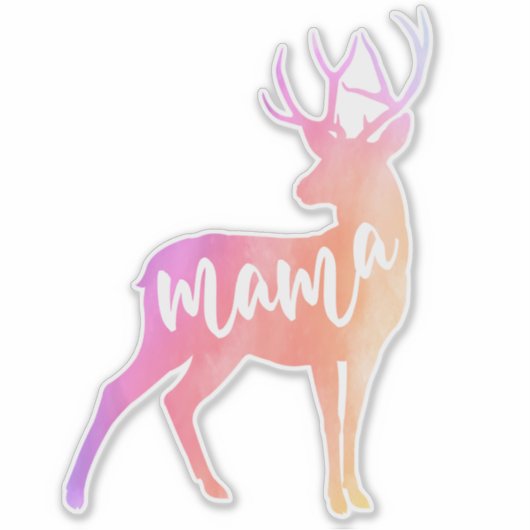 Mama Deer Waterverf Sticker (Voorkant)