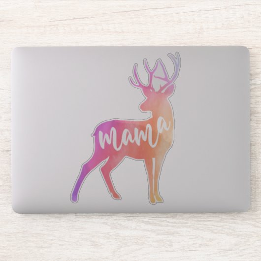 Mama Deer Waterverf Sticker (Computer)