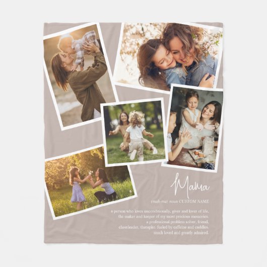 Mama Definitie Kostbare herinneringen Fotocollage Fleece Deken (Voorkant)
