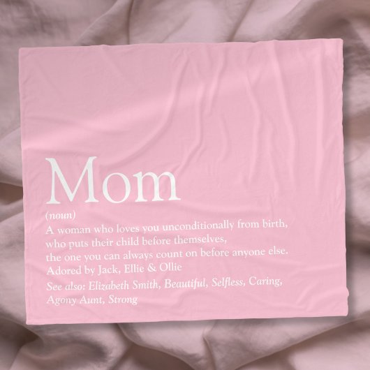 Mama definitie leuk roze fleece deken