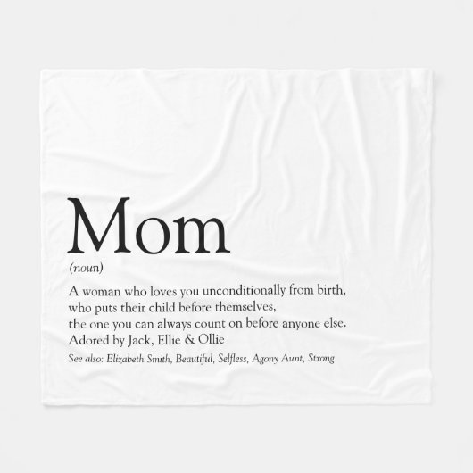 Mama Definitie Leuk Zwart en Wit Fleece Deken (Voorkant (Horizontaal))