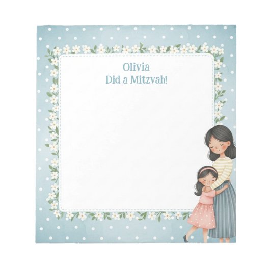 Mama & Dochter Knuffel Gepersonaliseerde Mitswa Notitieblok (Voorkant)