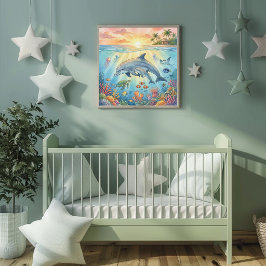 Mama Dolfijn en Kraamkamer voor Jongen Poster
