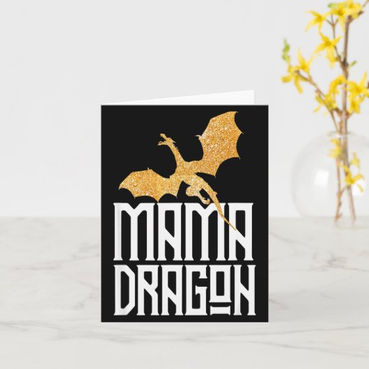 Mama Dragon Christmas Matching Family Tribe Mom Wi Kaart (Gele Bloem)