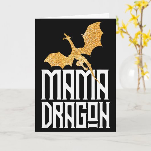 Mama Dragon Christmas Matching Family Tribe Mom Wi Kaart (Gele Bloem)